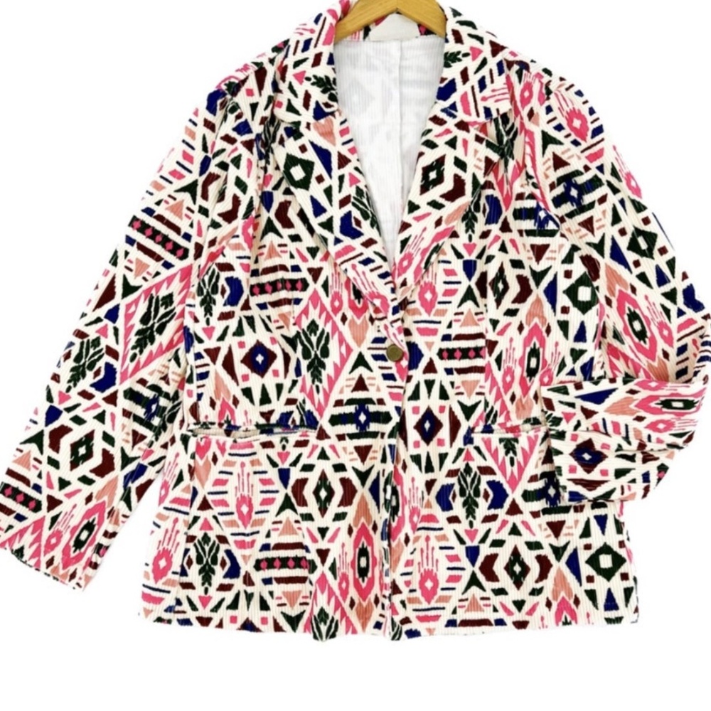 NWT Savanna Jane Corduroy Geometric Shape Blazer